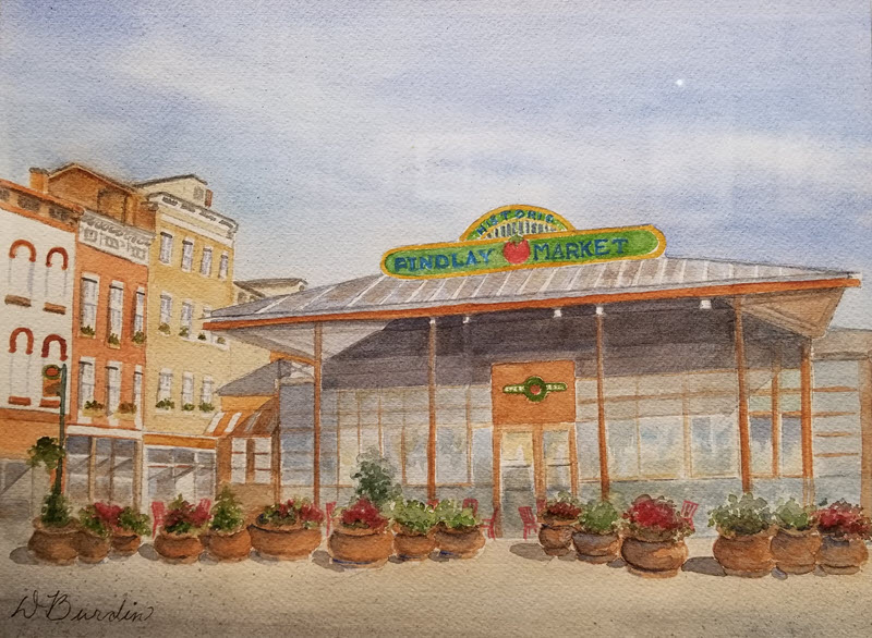 Findlay Market, a watercolor painting by Dorothy Burdin